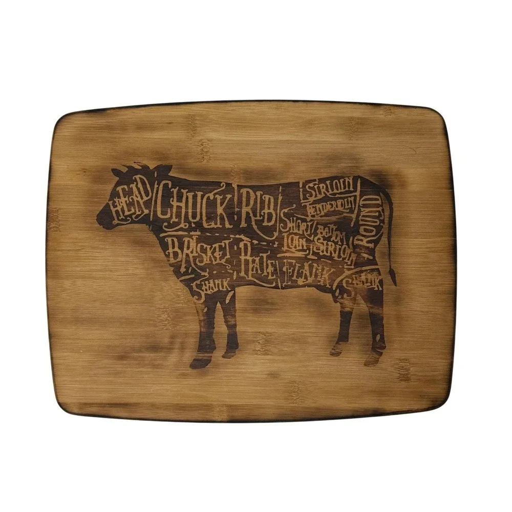 Vintage Wooden Cutting Board Cow Kitchen Wall Decor 14 x 11